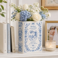 Personalized Mother of the Bride Ceramic Book Vase, Custom Mom Photo Wedding Gift, Floral Keepsake, Thank You Gift