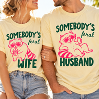 Feral Wife & Husband Comfort Colors Shirts – Funny Raccoon Couple Gift