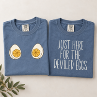 Funny Deviled Eggs Couple Shirts, Matching Thanksgiving Christmas Tees, Comfort Colors Holiday Party T-Shirts for Couples