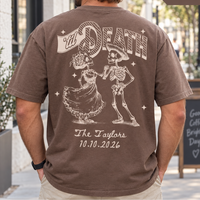 Custom ’Til Death Skeleton Couple Shirts – Wedding Date Matching Tees