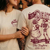 Personalized Til Death Double-Sided Wedding Shirts, Custom Couple Names & Date Comfort Colors Tees, Newlywed Matching Gift