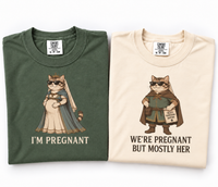 Funny Cat Pregnancy Couple Shirts for Expecting Parents, Medieval Cat Mom Dad Matching Tees, Pregnancy Announcement Gift