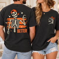 Matching Skeleton Better Together Couples Halloween Shirts - Custom Name Couple Tees