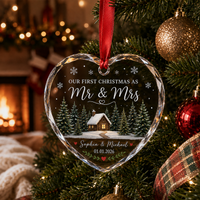 Personalized First Christmas Married Ornament, Custom Mr and Mrs Keepsake, Newlywed Gift, Couple Ornament