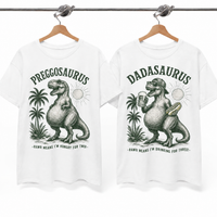 Funny Dinosaur Pregnancy Couple Shirts for Expecting Parents, Preggosaurus Dadasaurus Matching Tees, Pregnancy Announcement Gift