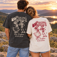 Custom ’Til Death Skeleton Couple Shirts – Wedding Date Matching Tees
