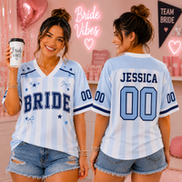 Personalized Bachelorette Football Jersey Shirt With Name, Number , Custom Bride Bridesmaid Maid of Honor Jersey, Bride Squad Wedding Party Shirt
