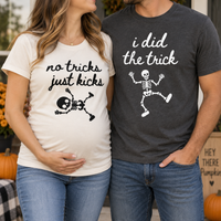 No Tricks Just Kicks & I Did The Trick Couple Shirts – Pregnancy Announcement