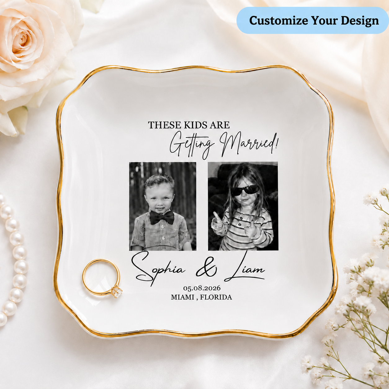 Personalized Photo These Kids Are Getting Married Wedding Jewelry Dish - Gift for Bride, Bridesmaid, Custom Bachelorette Trip, Bridal Shower Gift