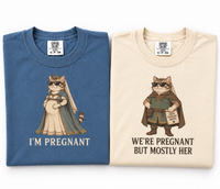 Funny Cat Pregnancy Couple Shirts for Expecting Parents, Medieval Cat Mom Dad Matching Tees, Pregnancy Announcement Gift