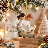 Personalized Family of Three Christmas Ornament – First Christmas With Baby