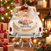 Personalized Just Married Car Ornament – First Christmas As Mr & Mrs