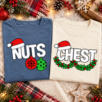 Nuts & Chest Christmas Couple Shirts – Funny Matching Holiday Gift