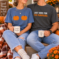 Funny Pumpkin Couple Shirts, Just Here for the Pumpkins Matching Tees, Fall Couple T-Shirts, Pumpkin Patch Outfit, Thanksgiving Gift