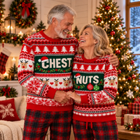 Chest & Nuts Reindeer Sweater – Funny Couples Christmas Outfit