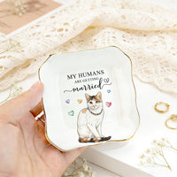 Custom cat portrait lace square jewelry dish