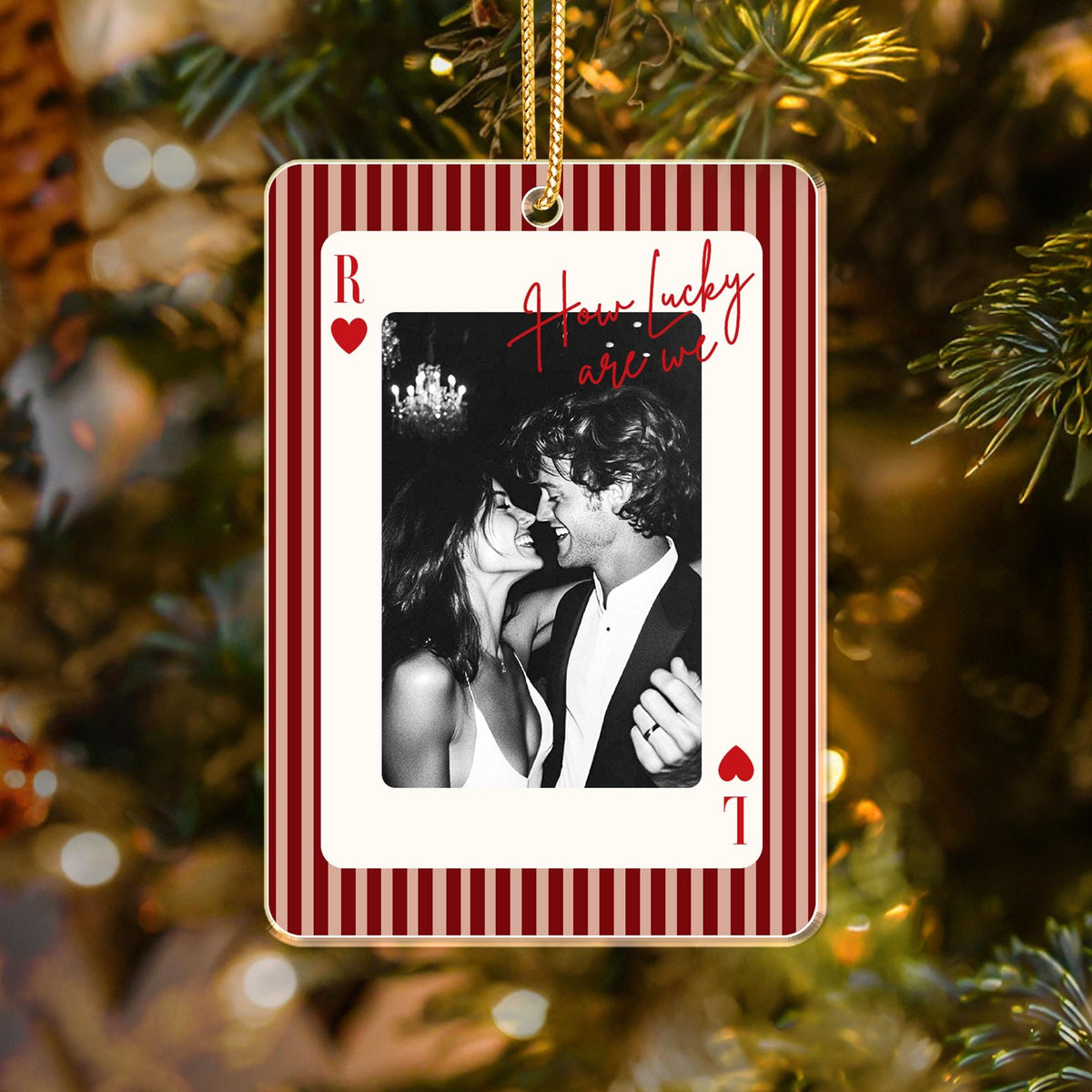 Personalized How Lucky Are We Photo Playing Card Ornament – Anniversary Gift image 9