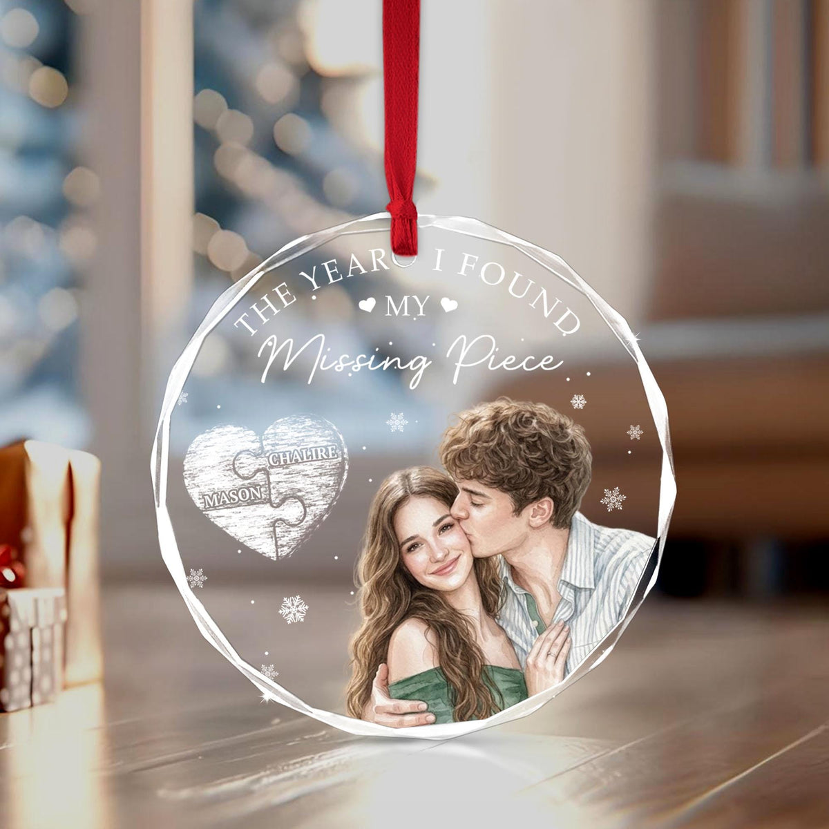 Personalized The Year I Found My Missing Piece Photo Crystal Ornament image 9