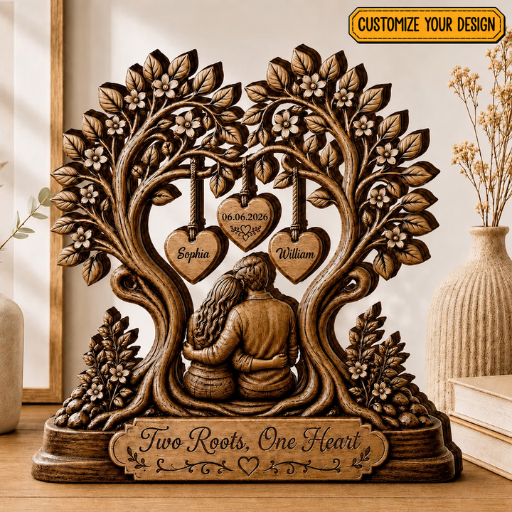 Custom Couple Tree Wooden Plaque, Personalized Anniversary Gift, Wedding Decor