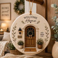 Personalized New Home Ornament: Custom Address, Family Name & Year Ceramic First Home Keepsake