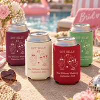 Personalized Silly Goose Wedding Can Cooler - Custom Couple Name & Date Party Favor