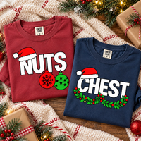 Nuts & Chest Christmas Couple Shirts – Funny Matching Holiday Gift