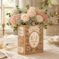 Personalized Floral Ceramic Book Vase, Custom Initials and Wedding Date, A Love Story Vase, Engagement, Wedding and  Anniversary Gift