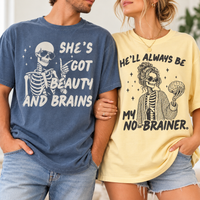 Funny Couples Skeleton Comfort Colors Shirts – Halloween Couple Gift