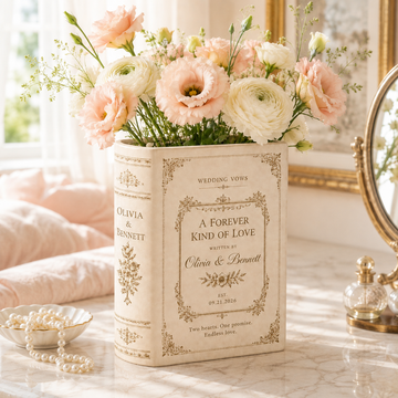 Custom Wedding Vows Book Vase, Personalized Couple Decor, Ceramic Floral Vase, Romantic Anniversary Gift, Wedding or Home Gift for Her