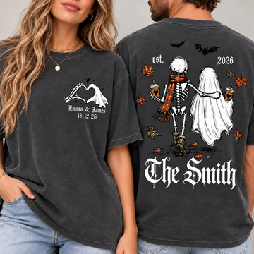 Personalized Skeleton Bride & Groom Gothic Wedding Comfort Colors Tee