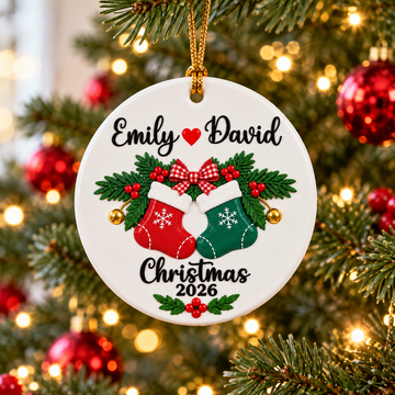 Personalized Couple Stockings Ceramic Ornament – Christmas Gift For Couples