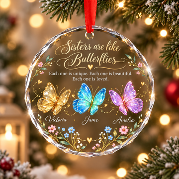 Personalized Sisters Ornament, Butterfly Name Keepsake, Custom Sister Christmas Gift, Sisters Butterfly Ornament, Personalized Name Keepsake