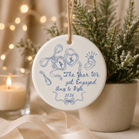 Personalized Engagement Ceramic Ornament, Custom Names & Year Keepsake for Couples, The Year We Got Engaged Gift for Bride-to-Be