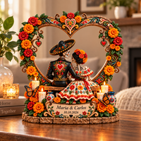 Personalized Day of the Dead Couple Wooden Block, Custom Names & Date Dia de los Muertos Decor, Anniversary Gift for Couple