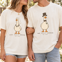 Mr. & Mrs. Silly Goose Wedding Couple Comfort Colors Tee