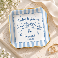Personalized Engagement Ring Dish for Couple, Custom Names & Date Ring Holder, Bride to Be Gift, Wedding Ring Dish