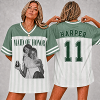 Personalized Photo Bachelorette Football Jersey, Custom Bridesmaid Maid of Honor Text, Name & Number Bridal Party Shirt