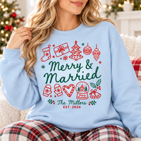 Custom Merry & Married Sweatshirt & Hoodie – First Christmas Newlywed Gift