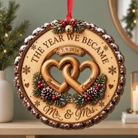 Custom Couple Wedding Anniversary 2Layer Wooden Ornament, First Christmas Wood Ornament, The Year We Became Mr Mrs Ornament, Wedding Gift