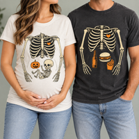 Matching Skeleton Maternity Halloween Shirts, Pregnant Couple Costume, Funny Pregnancy Announcement T-Shirts