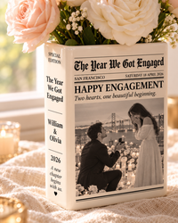 The Year We Got Engaged ceramic book vase close-up