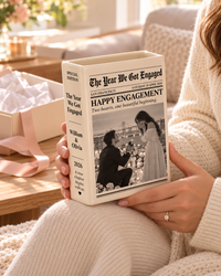 Personalized photo engagement book vase gift for couple