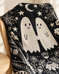 Til Death Ghost Woven Blanket, Spooky Couple Anniversary Throw, Gothic Wedding Gift for Husband & Wife