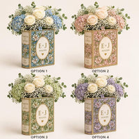 Personalized Ceramic Book Vase, Custom Wedding Flower Vase, Stained Glass Book Vase, Couple Initials Gift