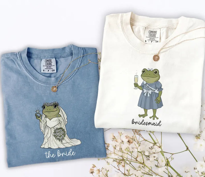 Funny Frog Bride and Bridesmaid Comfort Colors Shirts, Bridal Party Tees, Bridesmaid Proposal Gift