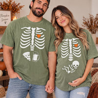 Skeleton Halloween Maternity Shirt, Funny Pregnancy Announcement 2026 TShirt, Spooky Pregnant Costume, Expecting Couple Costume, New Mommy Tee