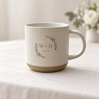 Personalized Floral Mr & Mrs Coffee Mug For Couples, Custom Initials Engraved Couple Pottery Mug, Coffee Mug Bride Groom Wedding Gift
