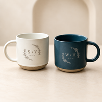 Personalized Floral Mr & Mrs Coffee Mug For Couples, Custom Initials Engraved Couple Pottery Mug, Coffee Mug Bride Groom Wedding Gift