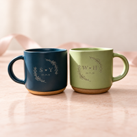 Personalized Floral Mr & Mrs Coffee Mug For Couples, Custom Initials Engraved Couple Pottery Mug, Coffee Mug Bride Groom Wedding Gift