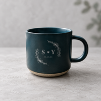 Personalized Floral Mr & Mrs Coffee Mug For Couples, Custom Initials Engraved Couple Pottery Mug, Coffee Mug Bride Groom Wedding Gift